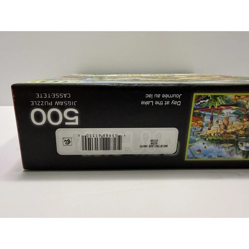 MasterPieces Glow In The Dark 500 Piece Puzzle Day at the Lake Seek & Find Bonus